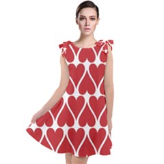 Hearts Pattern Seamless Red Love Tie Up Tunic Dress