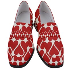 Hearts Pattern Seamless Red Love Women s Chunky Heel Loafers