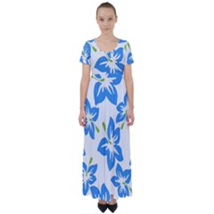 Hibiscus Wallpaper Flowers Floral High Waist Short Sleeve Maxi Dress by Pakrebo