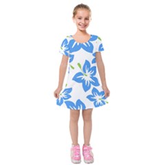 Hibiscus Wallpaper Flowers Floral Kids  Short Sleeve Velvet Dress by Pakrebo