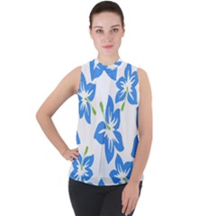 Hibiscus Wallpaper Flowers Floral Mock Neck Chiffon Sleeveless Top