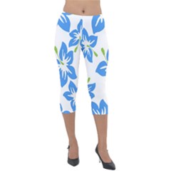 Hibiscus Wallpaper Flowers Floral Lightweight Velour Capri Leggings 