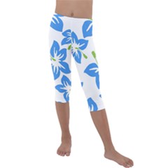 Hibiscus Wallpaper Flowers Floral Kids  Lightweight Velour Capri Leggings 