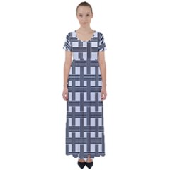 Seamless Stripe Pattern Lines High Waist Short Sleeve Maxi Dress