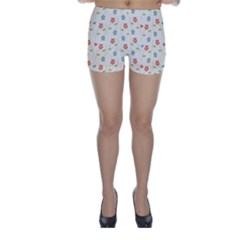 Floral Pattern Wallpaper Retro Skinny Shorts