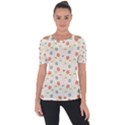 Floral Pattern Wallpaper Retro Shoulder Cut Out Short Sleeve Top View1