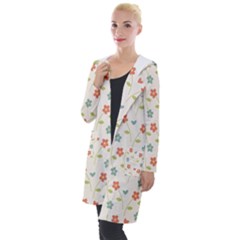 Floral Pattern Wallpaper Retro Hooded Pocket Cardigan