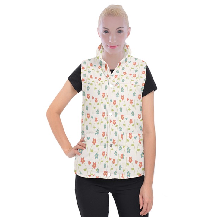 Floral Pattern Wallpaper Retro Women s Button Up Vest