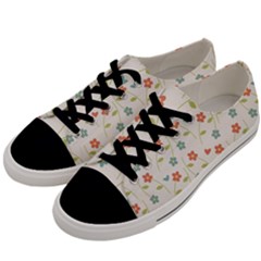 Floral Pattern Wallpaper Retro Men s Low Top Canvas Sneakers by Pakrebo