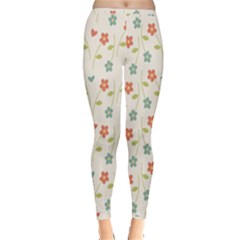 Floral Pattern Wallpaper Retro Inside Out Leggings