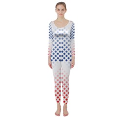 Dots Pointillism Abstract Chevron Long Sleeve Catsuit by Pakrebo