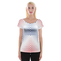 Dots Pointillism Abstract Chevron Cap Sleeve Top by Pakrebo