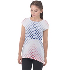 Dots Pointillism Abstract Chevron Cap Sleeve High Low Top