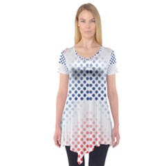 Dots Pointillism Abstract Chevron Short Sleeve Tunic  by Pakrebo