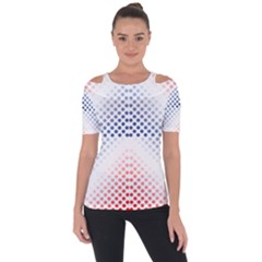 Dots Pointillism Abstract Chevron Shoulder Cut Out Short Sleeve Top by Pakrebo