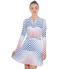 Dots Pointillism Abstract Chevron Long Sleeve Panel Dress