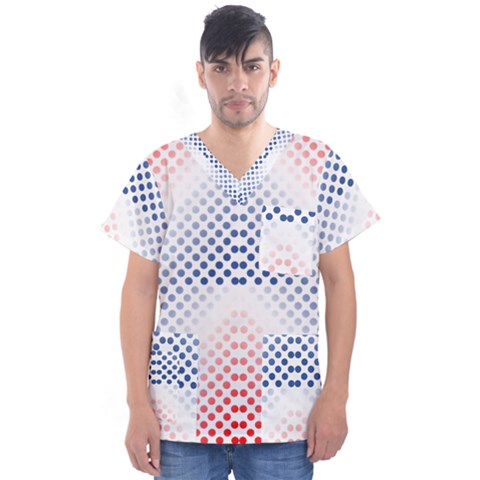 Dots Pointillism Abstract Chevron Men s V-neck Scrub Top by Pakrebo