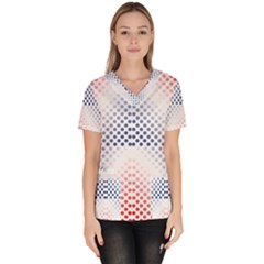 Dots Pointillism Abstract Chevron Women s V-neck Scrub Top by Pakrebo