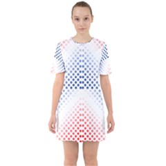 Dots Pointillism Abstract Chevron Sixties Short Sleeve Mini Dress by Pakrebo