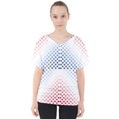 Dots Pointillism Abstract Chevron V-neck Dolman Drape Top by Pakrebo