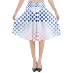 Dots Pointillism Abstract Chevron Flared Midi Skirt by Pakrebo