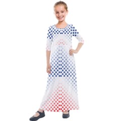 Dots Pointillism Abstract Chevron Kids  Quarter Sleeve Maxi Dress