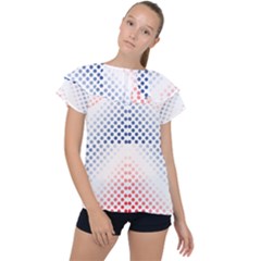 Dots Pointillism Abstract Chevron Ruffle Collar Chiffon Blouse