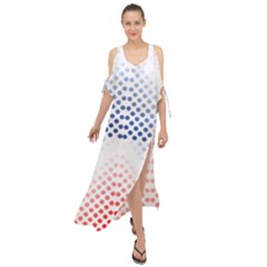 Dots Pointillism Abstract Chevron Maxi Chiffon Cover Up Dress