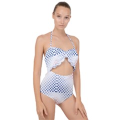 Dots Pointillism Abstract Chevron Scallop Top Cut Out Swimsuit