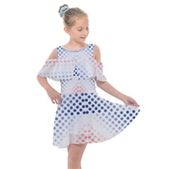 Dots Pointillism Abstract Chevron Kids  Shoulder Cutout Chiffon Dress