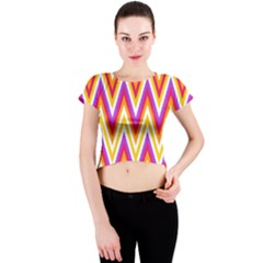 Chevrons Stripes Pattern Geometric Crew Neck Crop Top by Pakrebo