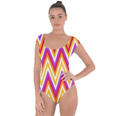 Chevrons Stripes Pattern Geometric Short Sleeve Leotard  by Pakrebo