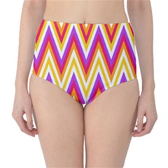 Chevrons Stripes Pattern Geometric Classic High-waist Bikini Bottoms by Pakrebo