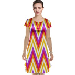 Chevrons Stripes Pattern Geometric Cap Sleeve Nightdress by Pakrebo