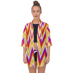 Chevrons Stripes Pattern Geometric Open Front Chiffon Kimono