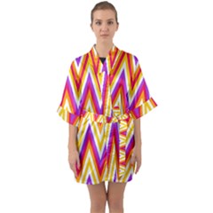 Chevrons Stripes Pattern Geometric Quarter Sleeve Kimono Robe by Pakrebo