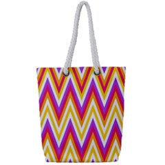 Chevrons Stripes Pattern Geometric Full Print Rope Handle Tote (small)