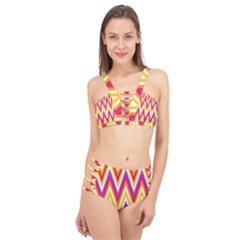 Chevrons Stripes Pattern Geometric Cage Up Bikini Set