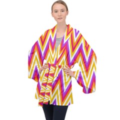 Chevrons Stripes Pattern Geometric Velvet Kimono Robe by Pakrebo