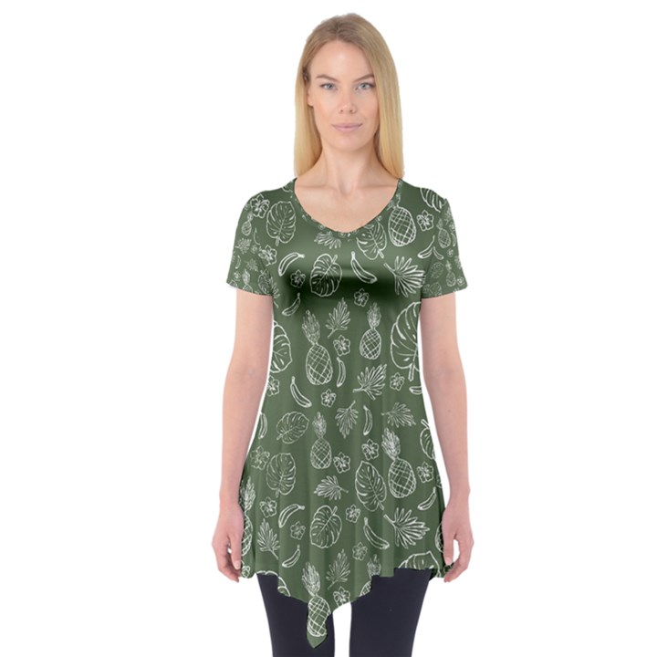 Tropical pattern Short Sleeve Tunic 