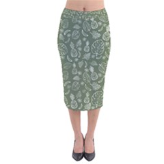 Tropical Pattern Velvet Midi Pencil Skirt by Valentinaart