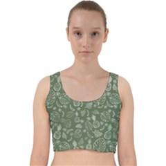 Tropical Pattern Velvet Racer Back Crop Top