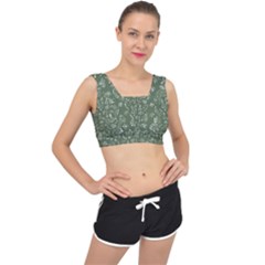 Tropical Pattern V-back Sports Bra