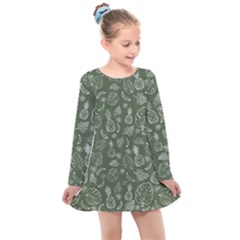 Tropical Pattern Kids  Long Sleeve Dress