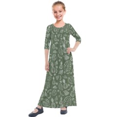 Tropical Pattern Kids  Quarter Sleeve Maxi Dress by Valentinaart