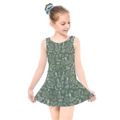 Tropical Pattern Kids  Skater Dress Swimsuit