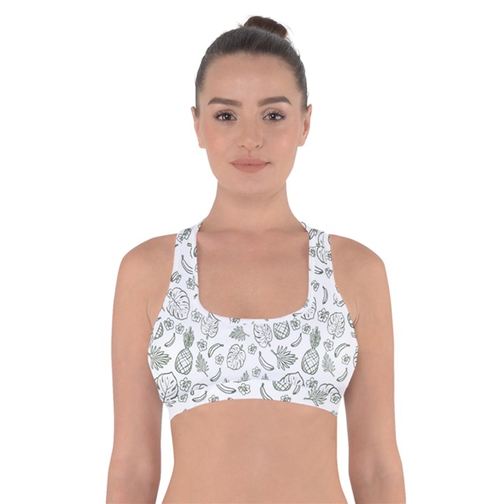 Tropical pattern Cross Back Sports Bra