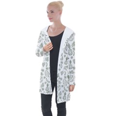 Tropical Pattern Longline Hooded Cardigan