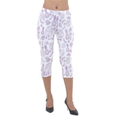 Tropical Pattern Lightweight Velour Capri Leggings 