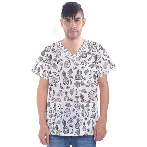 Tropical Pattern Men s V-neck Scrub Top by Valentinaart